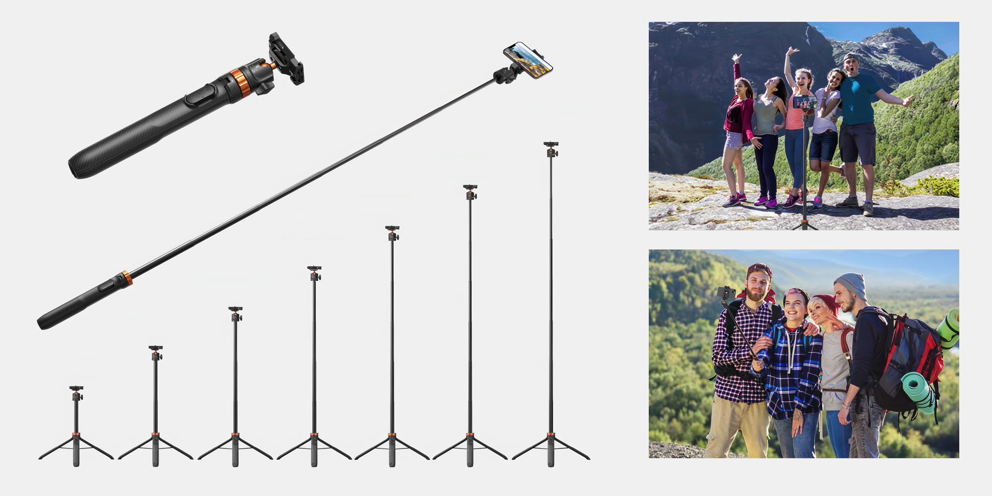Statyw K&F Concept 2w1 Selfie z uchwytem do telefonu - Statyw, monopod i kijek selfie